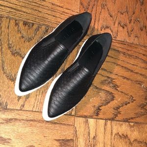 Pointed Toe Snake Print Slip-Ons